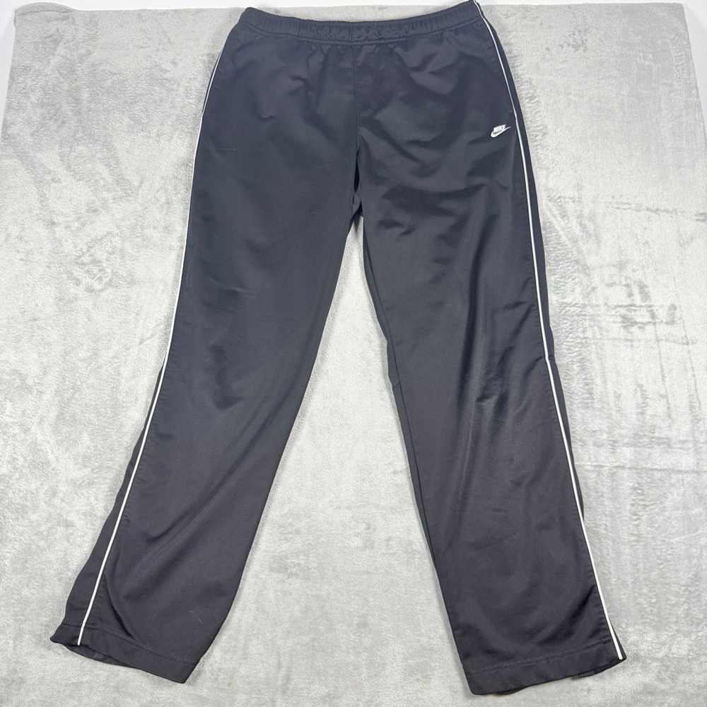 Vintage Nike Mens XL Track Pants Black Side Stripe Y2K